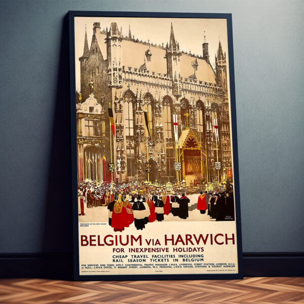Belgien Brügge Travel Poster Werbeplakat Vintage Retro Reisposter