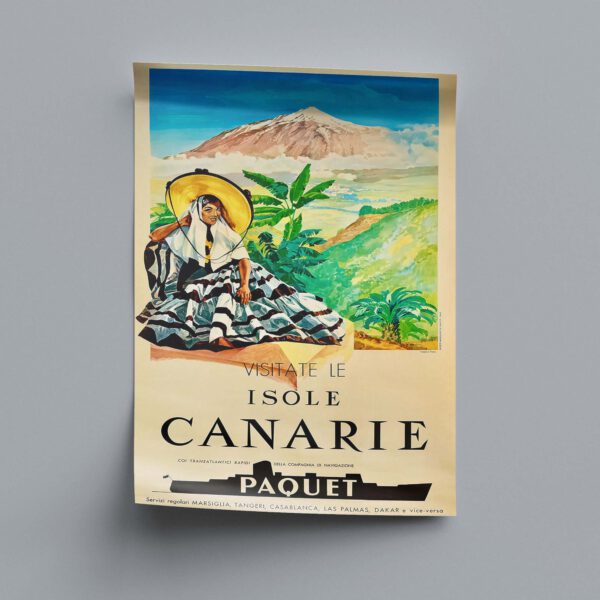Werbeposter Kanarischen Inseln Schiffstour Vintage Retro Reiseposter