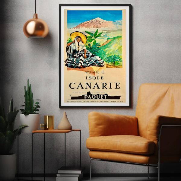 Werbeposter Kanarischen Inseln Schiffstour Vintage Retro Reiseposter
