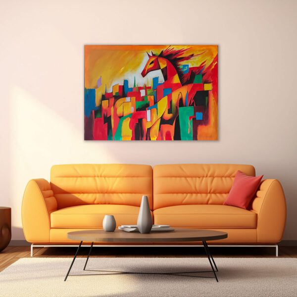 Pferdekopf im Farbenmeer Modernes Leinwandbild Original Gemälde 100x75 cm