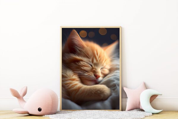 Kleine schlafende Katze ganz nah Leinwandbild oder Fotoposter