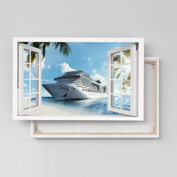 Fensterblick Kreuzfahrtschiffe auf See Leinwandbild Wandbild 3D Effekt