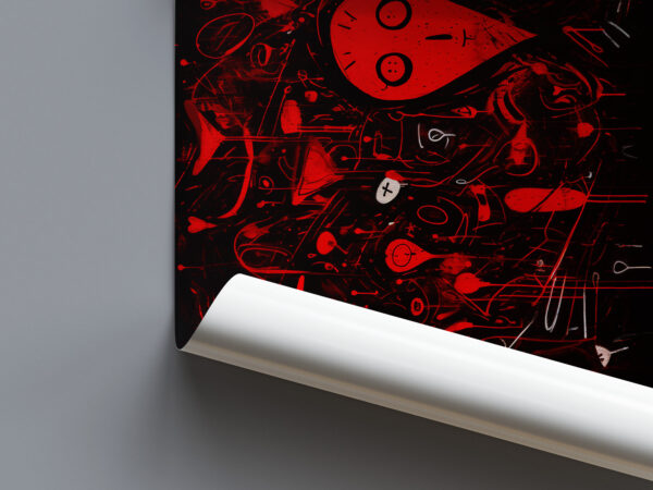 Abstraktes Bild Rote Köpfe Leinwandbilder Fotoposter Kunstdruck Schwarz Rot