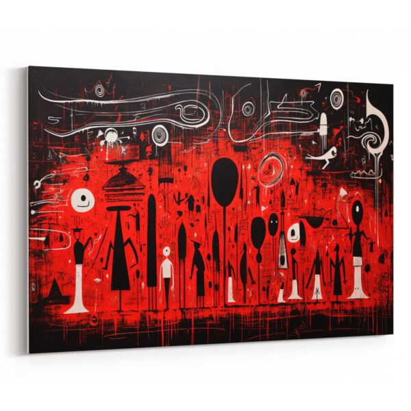 Abstraktes Bild von Figuren Leinwandbilder Kunstdruck Schwarz Rot