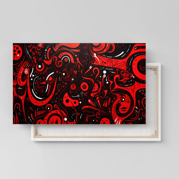 Schwarz-rotes Kritzelwandbild im Stil des Neoexpressionismus Bilder Leinwandbilder Bild auf Leinwand Schwarz Rot