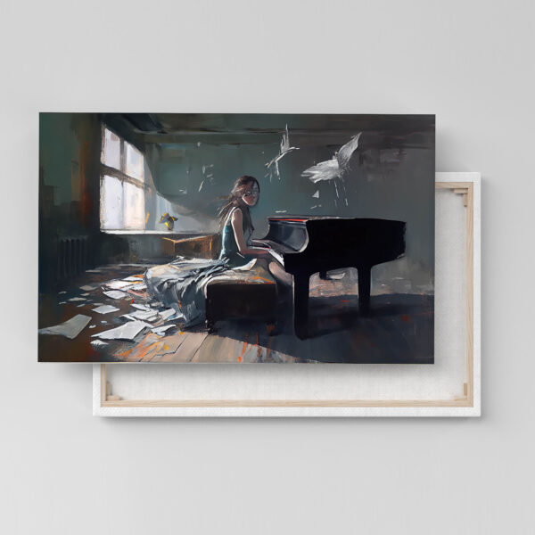 Die Frau am Piano Leinwandbild als Kunstdruck Wanddekoration für alle Zimmer
