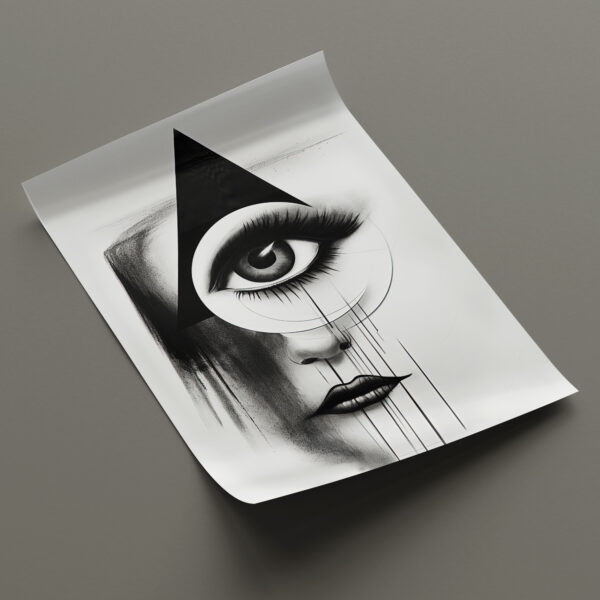 Abstrakte Zeichnung Frau Auge Schwarz Weiß 3er Poster Set oder Einzelbilder Kunstdruck Moderne Wohndekoration