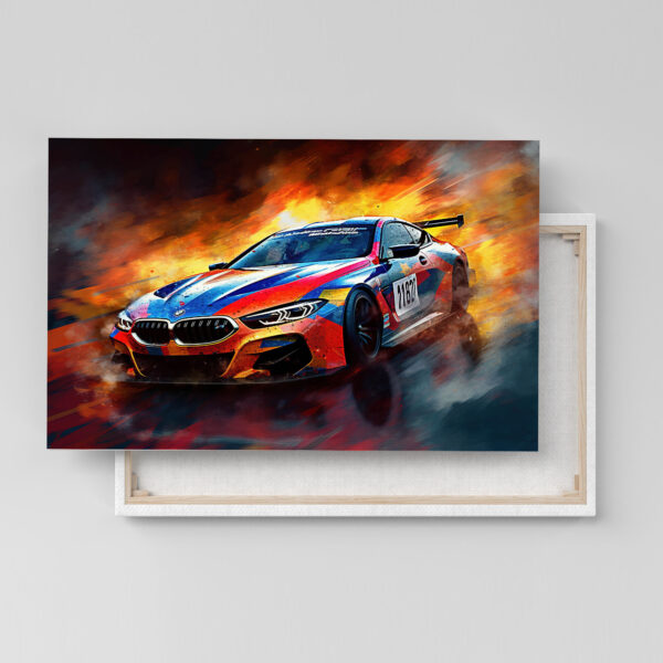 BMW M8 Rennwagen Auto Poster, Leinwandbild oder Bild mit Rahmen