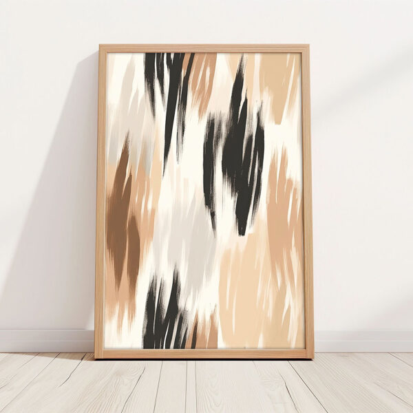 Abstraktes Bild mit Rahmen Leopardenmuster als Kunstdruck mit Holzrahmen