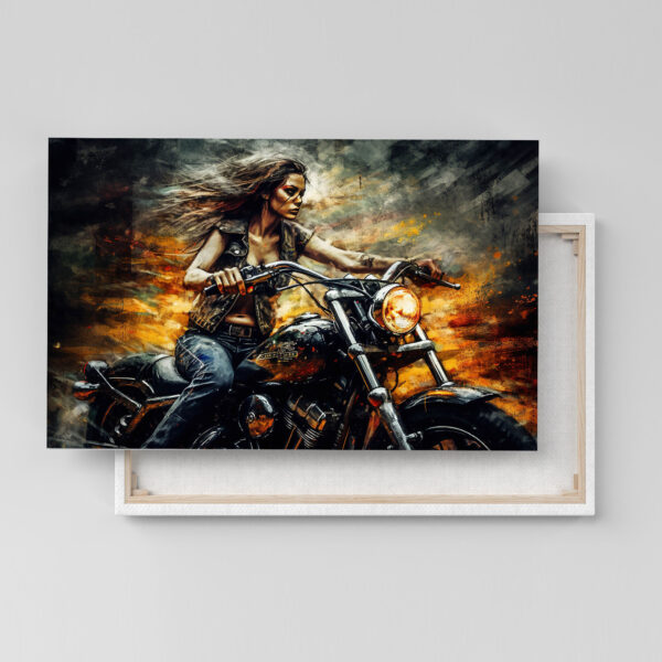 Heiße Frau auf Harley Davidson Motorrad Auto Poster, Leinwandbild oder Bild mit Rahmen