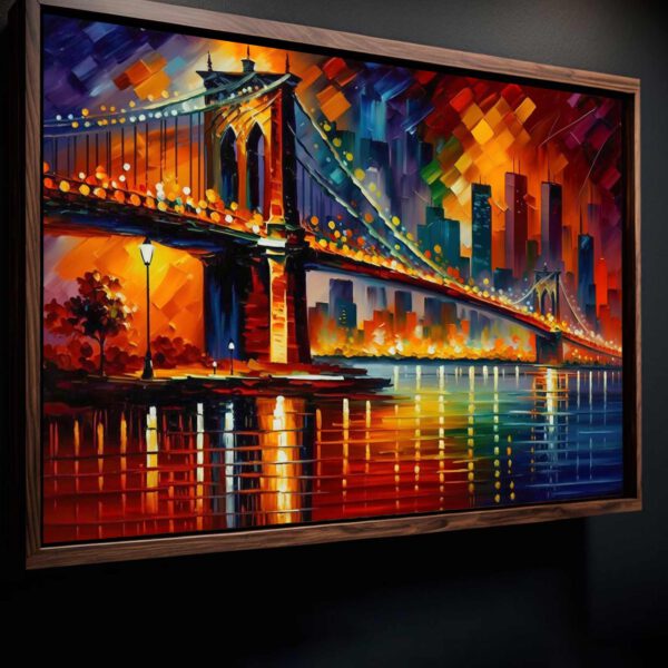 Brooklyn Bridge New York Gemälde als Kunstdruck auf Leinwand mit Rahmen
