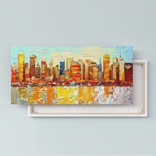 Skyline von New York am Hudson River Kunsdruck dekoratives Leinwandbild für Wohnzimmer und Büro