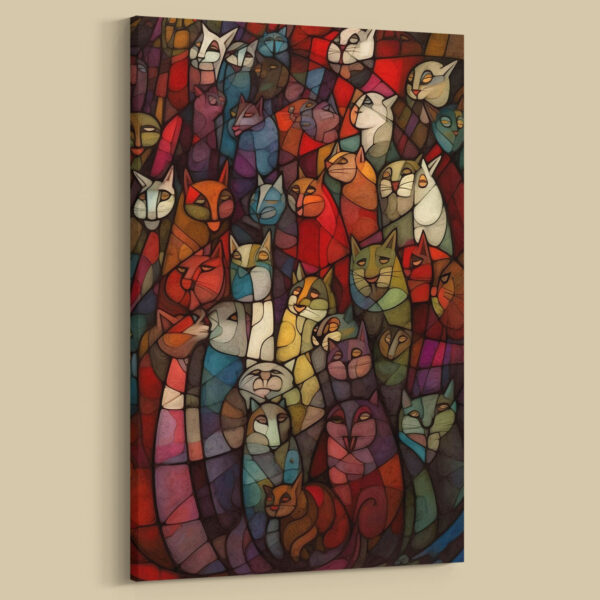 Ein Meer bunter Katzen Poster, Leinwandbild oder Bild mit Rahmen