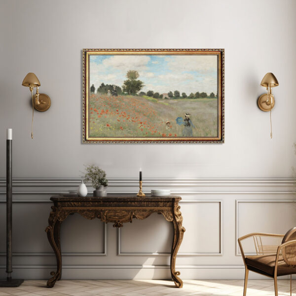 Mohnfeld bei Argenteuil von Claude Monet - Leinwandbild mit Rahmen Fine Art Kunstdruck