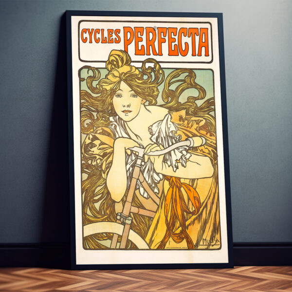 Tschechisches Plakat 1902 im Stil Alphonse Mucha Fahrrad Retro Werbung