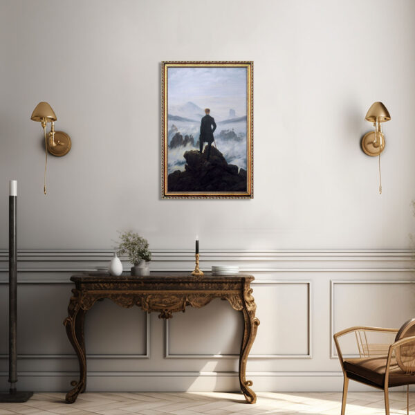 Der Wanderer über dem Nebelmeer Caspar David Friedrich - Leinwandbild mit Rahmen