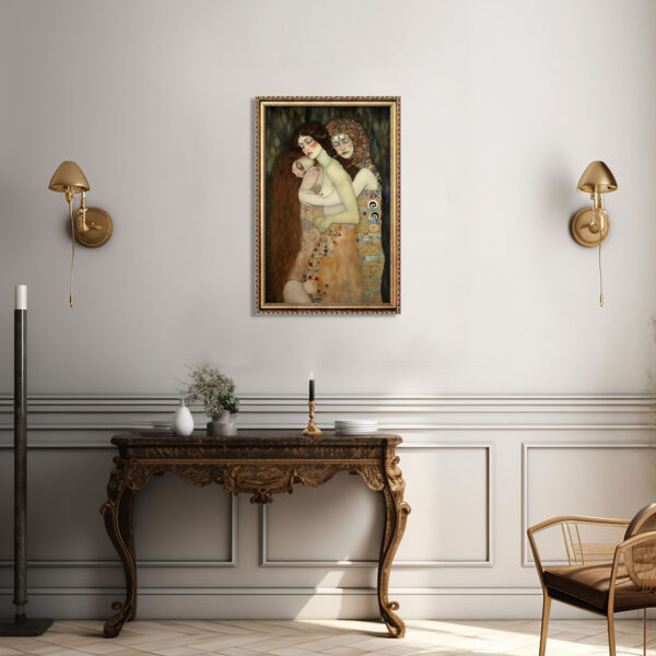 Die drei Frauen Gustav Klimt Stil Leinwandbild mit Rahmen Fine Art Kunstdruck