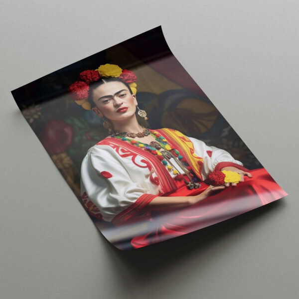 F. Kahlo Porträt Traditionelle mexikanische Kleidung Kunstdruck Fotoposter