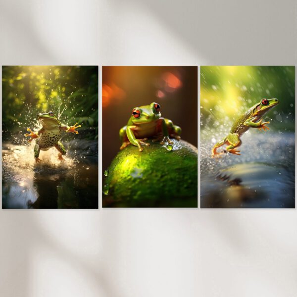 Frosch Fotografie Bilder Poster Set Nahaufnahme Naturbilder für Tierfeunde