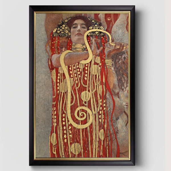 Hygieia Gustav Klimt Kunstdruck auf Leinwand Schwarz Goldener Rahmen