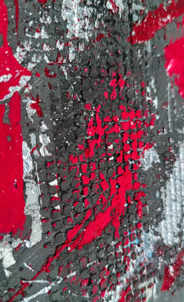 Abstrakt Handgemalt Leinwandbild Rot Grau Silber Original Kunst XXL