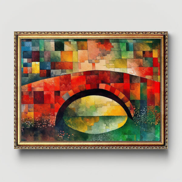 Rote Brücke Paul Klee Malstil Kunstdruck Leinwandbild mit Rahmen
