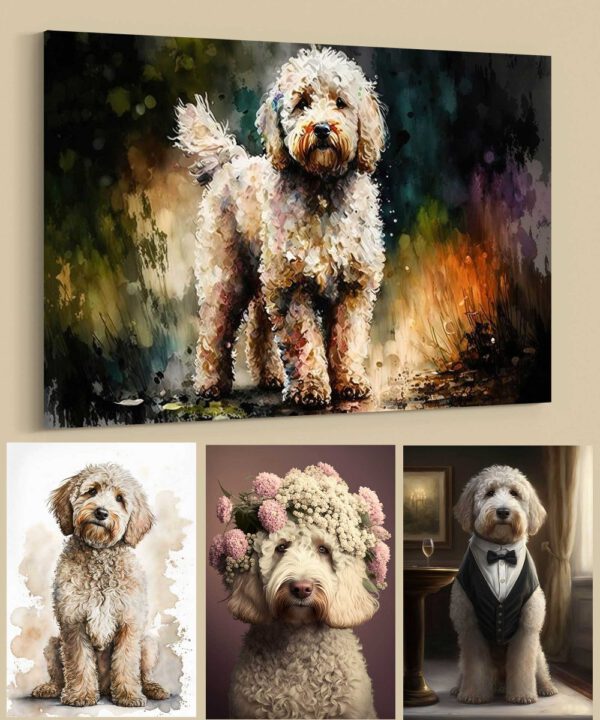 Labradoodle Hundebilder Leinwandbilder Porträt und lustige Bilder für Wanddekoration