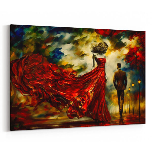 Die Frau im rotem Kleid Gemälde als Kunstdruck auf Leinwand dekoratives Bild für Wohnzimmer und Schlafzimmer 3 Motive