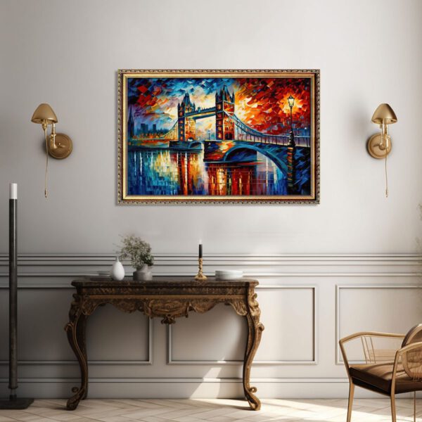 London Tower Bridge Farbenfrohes Leinwandbild mit Rahmen Kunstdruck