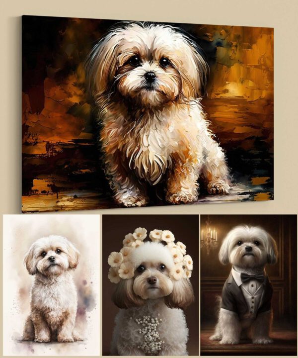 Malteser Hundebilder Leinwandbilder Porträt und lustige Bilder für Wanddekoration