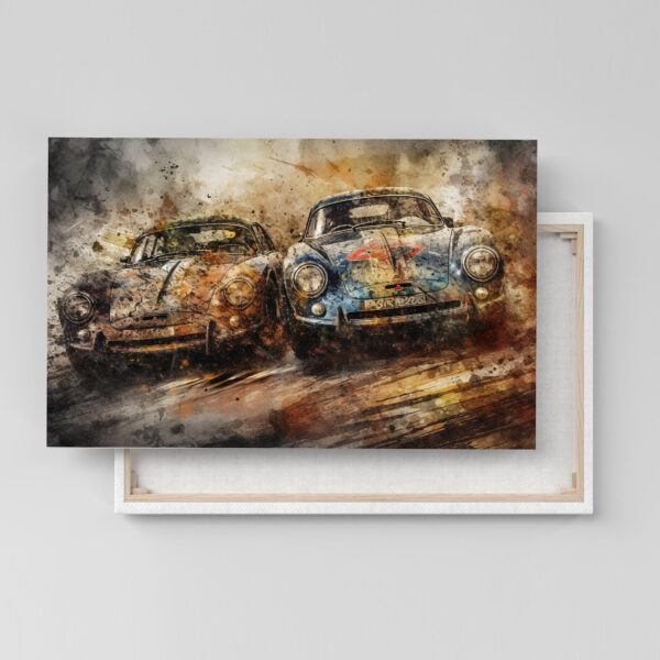 Porsche Oldtimer Rennen Auto Poster, Leinwandbild oder Bild mit Rahmen