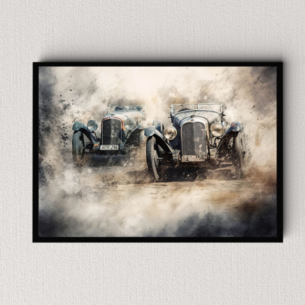 Oldtimer Rennautos Auto Poster, Leinwandbild oder Bild mit Rahmen