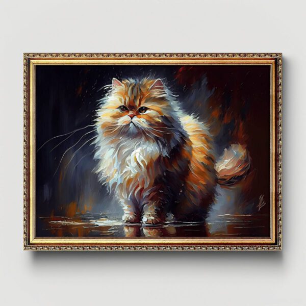 Persische Katze Ölbild als Kunstdruck mit Rahmen Wohnzimmer Schlafzimmer