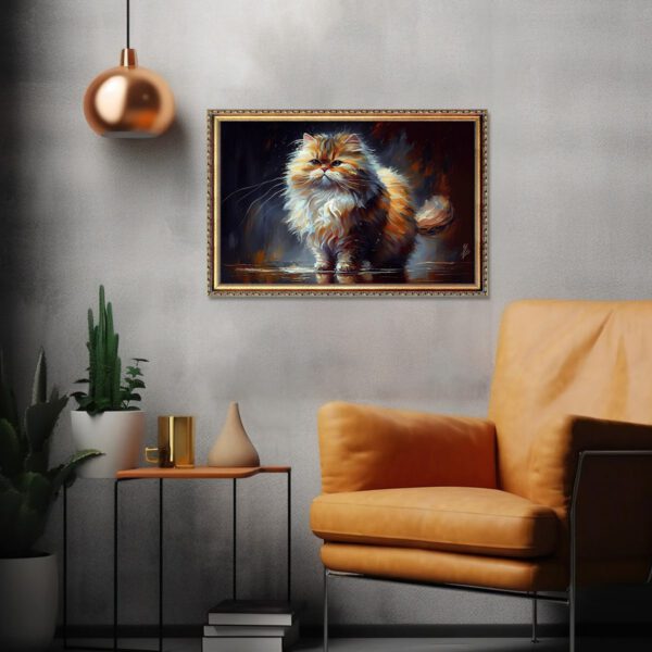 Persische Katze Ölbild als Kunstdruck mit Rahmen Wohnzimmer Schlafzimmer