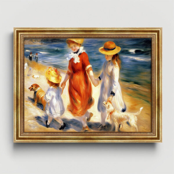 Kinder am Strand Auguste Renoir Stil als Kunstdruck mit Rahmen