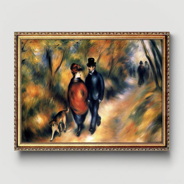 Spaziergang mit Hund Auguste Renoir Stil als Kunstdruck auf Leinwand mit Rahmen