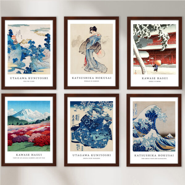 Japan Vintage Bilder Set Asiatische Wanddekoration für Zuhause - Büro