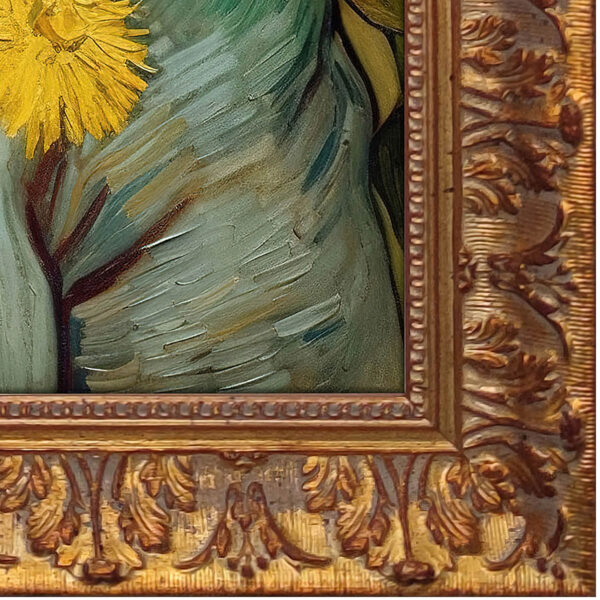 Vincent van Gogh Porträt mit Sonnenblumen Malerei Unikat Barock Gold Rahmen aus Holz