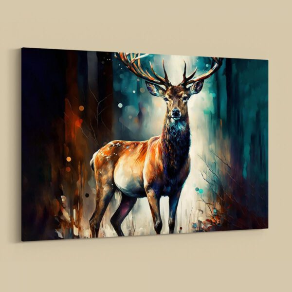 Großer Hirsch im Wald Natur Tierbild Leinwandbild Kunstdruck Wanddekoration
