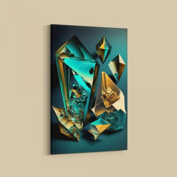 Glas in Türkis und Gold Moderner Kunstdruck