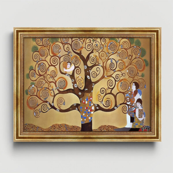Baum des Lebens - Gustav Klimt Malstil Leinwand Bild mit Rahmen