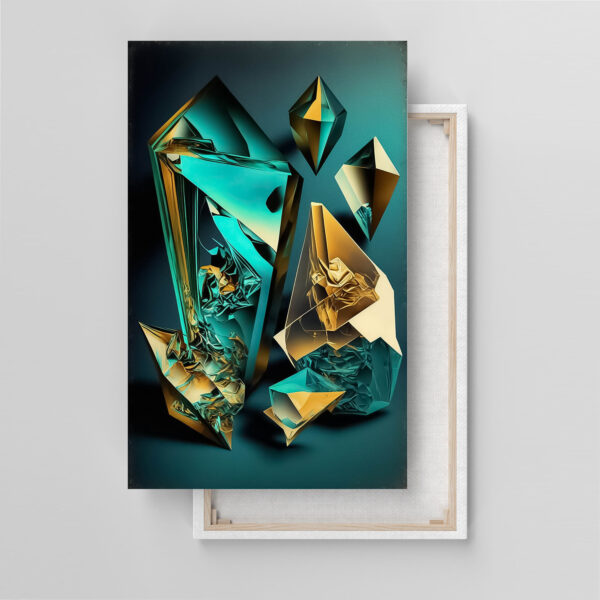 Glas in Türkis und Gold Moderner Kunstdruck