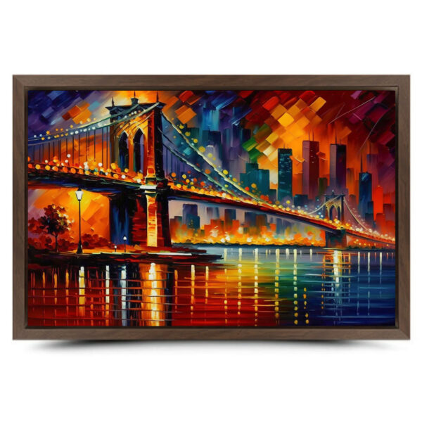 Brooklyn Bridge New York Gemälde als Kunstdruck auf Leinwand mit Rahmen