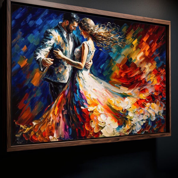 Junges Tanzpaar Gemälde als Kunstdruck auf Leinwand mit Rahmen