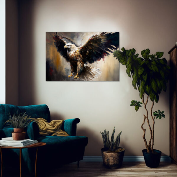 Bild mit Adler in der Luft Gemälde als Kunstdruck Leinwandbild für Wohnzimmer Schlafzimmer Büro