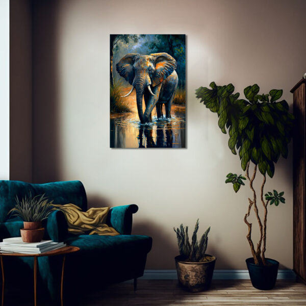Elefant im Urwald Leinwandbild für Wohnzimmer Schlafzimmer Büro