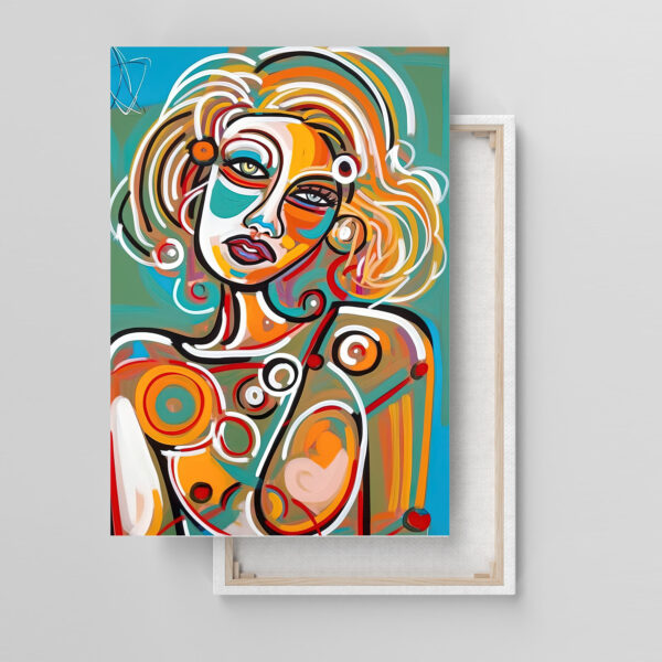 Modernes Porträt einer blonden Frau als Poster, Leinwandbild, Bild mit Rahmen