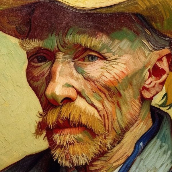 Vincent van Gogh Porträt mit Sonnenblumen Malerei Unikat Barock Gold Rahmen aus Holz