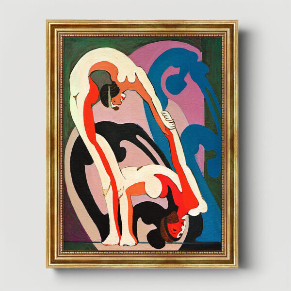 Akrobatenpaar Plastik Ernst Ludwig Kirchner Leinwandbild Goldrahmen