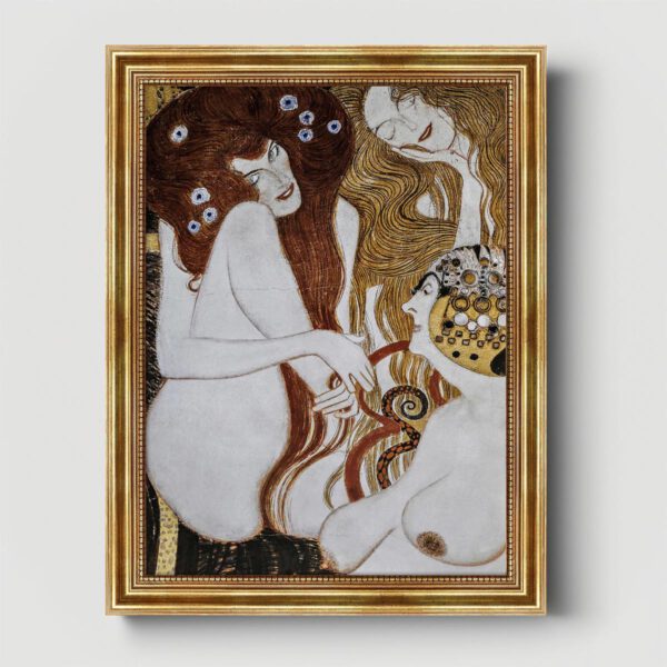 Gustav Klimt Beethovenfries II Die feindlichen Gewalten Leinwand Bild mit Goldrahmen